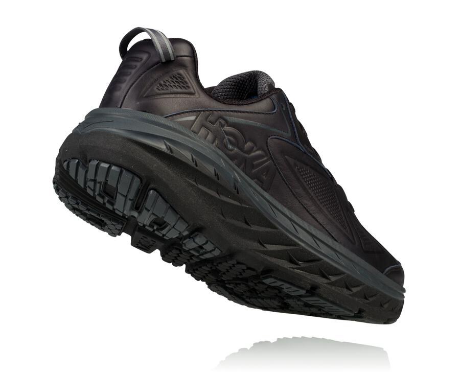 Running Shoes Mens - Hoka One One Bondi Leather - Black - NTDHSLU-97